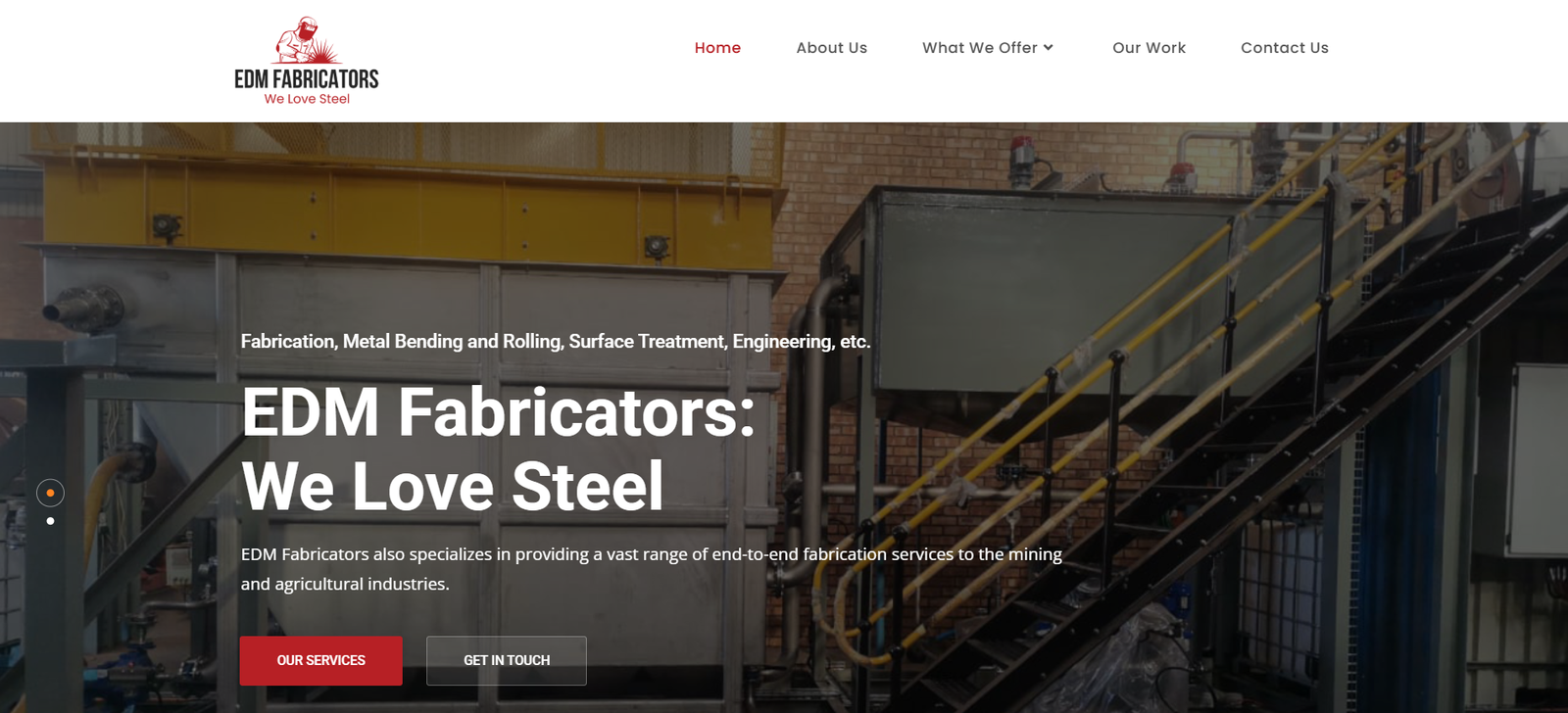 Screenshot of the EDM Fabricators Website